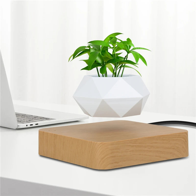 Magnetic Levitating Bonsai Planter – 360° Rotating Floating Desk Decor Pot