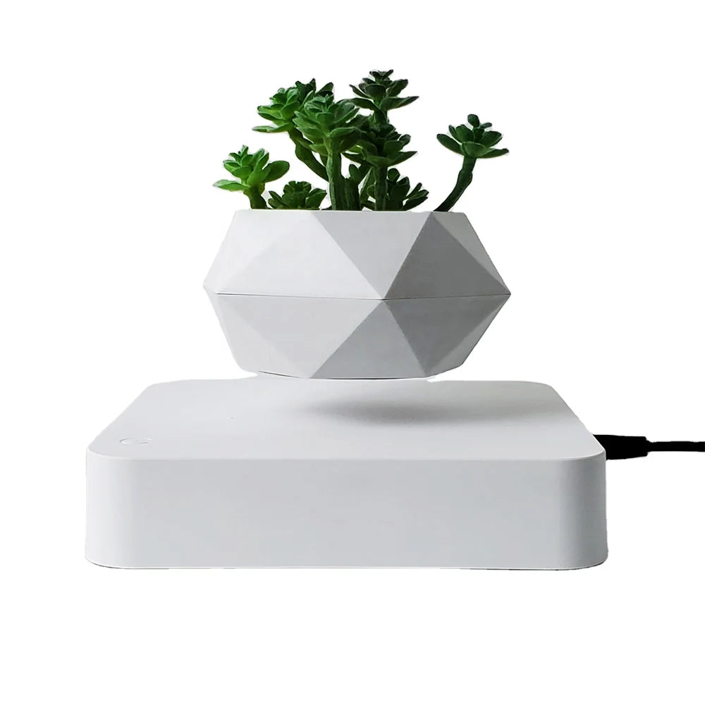 Magnetic Levitating Bonsai Planter – 360° Rotating Floating Desk Decor Pot